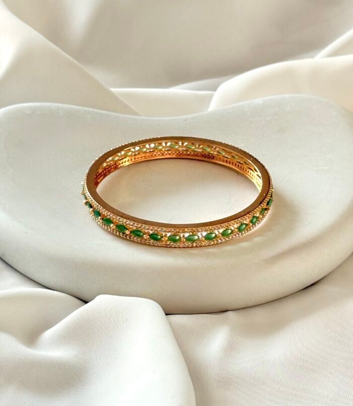 Emerald Petal Gold Bangle