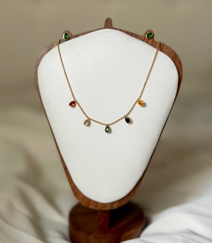 Multi Stones Gold Necklace