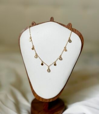 Multi Stones Falls Gold Necklace